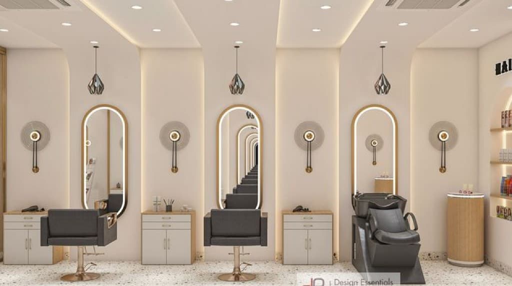 Modern styling stations and salon floor